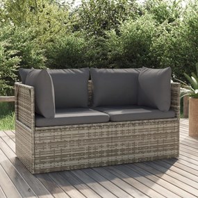 vidaXL 2 személyes szürke polyrattan kerti kanapé párnákkal