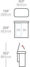 Simplehuman Érintésmentes, hangvezérlésű szemetes szelektív hulladékokhoz, 58 l, rozsdamentes acél