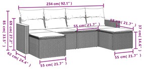 vidaXL 6 részes vegyes bézs polyrattan kerti ülőgarnitúra párnákkal
