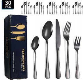 Evőeszköz Szett 6 Személyes 30DB-OS Fekete