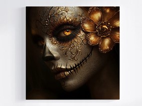 Canvas Dia De Los Muertos Smink Vászonkép La Catrina Arany 80x80