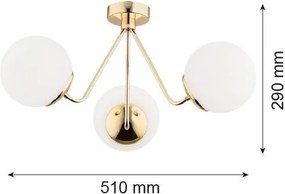 ARGON 1481 TOMAR Glamour Mennyezeti Lámpa Sárgaréz, Opál Szőnyeg E27 IP20