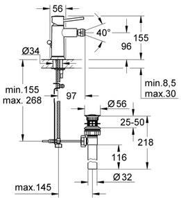 GROHE 32864000 - BAUCLASSIC bidé csaptelep, fényes króm