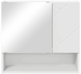 Tükörszekrény polcokkal tárolóval Fehér 59 x 17 x 55 cm Faanyag