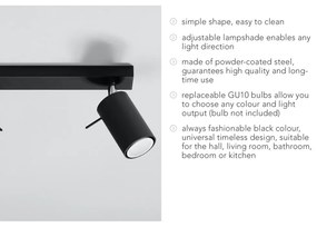 Fekete spotlámpa 8x30 cm Etna – Sollux