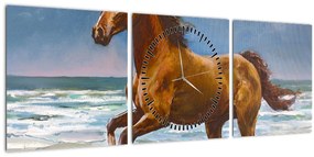Egy ló képe a tengerparton (órával) (90x30 cm)