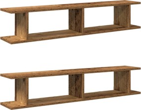 vidaXL 2 db antik fa színű szerelt fa fali polc 105 x 18 x 20 cm