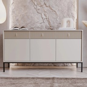 Komód 154 cm széles, bordázott fronttal kasmír színben – MARCOS