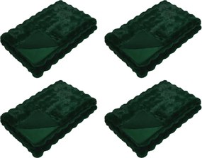 vidaXL Csúszásgátló műszőrme takaró Olite 4 pcs Sötétzöld 150 x 220 cm