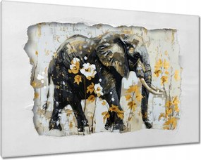 Vászonkép 90x60 Elefánt Absztrakt Arany ékezetek