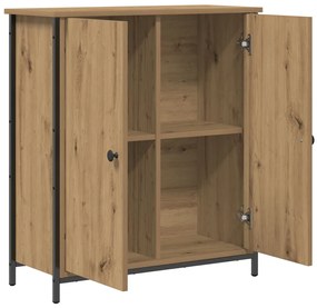 Kézműves tölgy büfé 70x30x80 cm Forgácslap és Acél