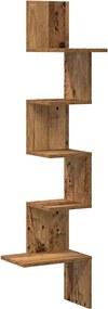 vidaXL antik fa színű szerelt fa fali sarokpolc 32x32x127,5 cm