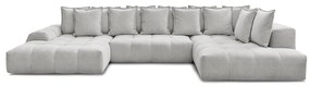 Világosszürke zsenília kinyitható-tárolóhelyes sarokkanapé (jobb oldali-U alakú) Everest – Bobochic Paris