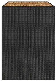 fekete polyrattan kerti bárasztal akácfa lappal 145x80x110 cm
