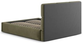 Zöld kárpitozott ágyneműtartós franciaágy ágyráccsal 200x200 cm Libera – Windsor &amp; Co Sofas