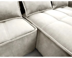 Bézs bársony kinyitható-tárolóhelyes sarokkanapé (jobb oldali-heverő résszel) Campo – ELTAP