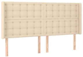 krémszínű szövet LED-es fejtámla 203x16x118/128 cm