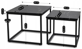 Dohányzóasztal fekete márvány szett JUNO