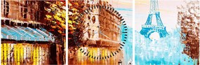Kép - Esős idő és az Eiffel-torony (órával) (90x30 cm)