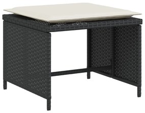 fekete polyrattan kerti szék lábtartóval