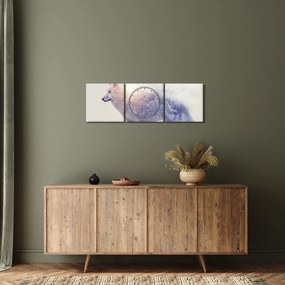 Kép - Vad tájakat tükröző sarkvidéki farkas (órával) (90x30 cm)