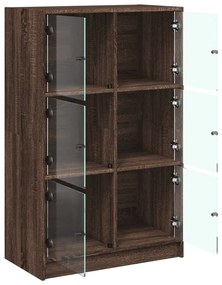 barna tölgyszínű szerelt fa magasszekrény ajtókkal 68x37x109 cm