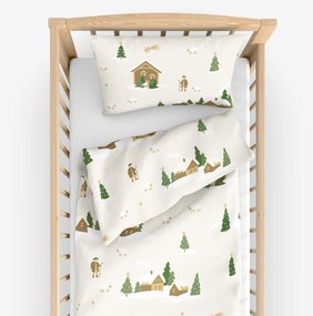 Goldea karácsonyi gyermek pamut ágyneműhuzat kiságyba - karácsonyi dalok 110 x 125 és 35 x 55 cm