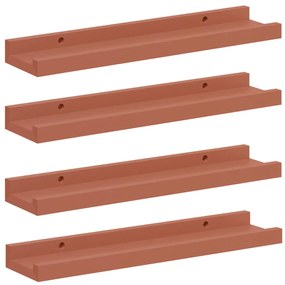 vidaXL Falpolc polcokkal tárolóval 4 pcs Piros 40 x 9 x 3 cm Faanyag