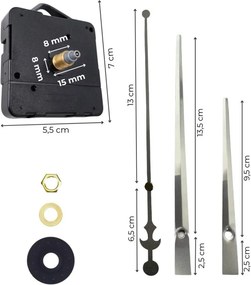 Ezüst alumínium óramutatók - horgony mintázat 16 / 12 cm