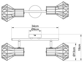 Globo 54017-2 - Spotlámpa PRISKA 2xE27/40W/230V
