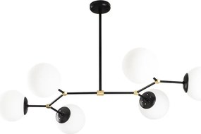 Damar 6321 fekete-fehér vas és üveg függőlámpa, 100 x 52 cm, 6 izzós