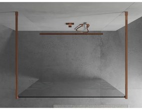 Mexen Kioto, átmenő zuhany paraván 130 x 200 cm, 8mm átlátszó / fehér üvegminta, 2x rose gold stabilizáló távtartó, 800-130-002-60-85
