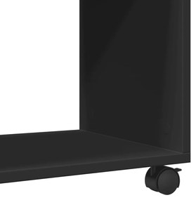 fekete szerelt fa kisasztal kerekekkel 70 x 35 x 60 cm