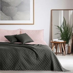 Axel rózsaszín-fekete kétoldalas mikroszálas ágytakaró, 260 x 280 cm - DecoKing