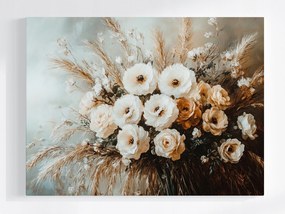 Vászonkép Canvas Dekoráció Csokor Virágok Fű Gabona Rózsa 80x60