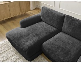 Fekete zsenília sarokkanapé (bal oldali-heverő résszel) Leonore – Bobochic Paris