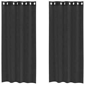 2 db fekete fátyolfüggönyök rojtokkal 140x245 cm