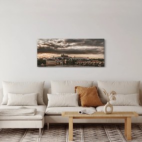 Kép - felhős Prága (120x50 cm)
