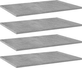 vidaXL 4 db betonszürke szerelt fa könyvespolc 60 x 40 x 1,5 cm