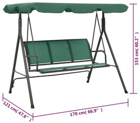 zöld textilén és acél kerti hintapad 170 cm