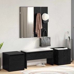 Előszoba bútorkészlet 4 pcs Musta tammi 80 x 31 x 40 cm Faanyag
