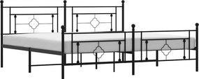 vidaXL fekete fém ágykeret fej- és lábtámlával 193 x 203 cm