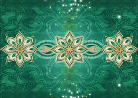 Fotótapéta Mandala absztrakt virágok türkiz arany vinil 254x184 +ragasztó