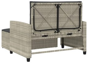 2 személyes világosszürke polyrattan kerti kanapé párnával