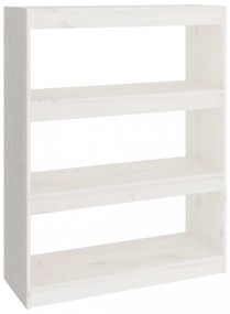 fehér tömör fenyőfa könyvszekrény/térelválasztó 80x30x103,5 cm