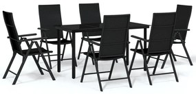 vidaXL 7 részes fekete kerti étkezőgarnitúra
