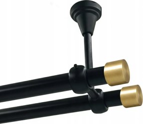 Dupla függönykarnis, Fém, mennyezeti, 19+19mm, Fekete, 160cm, Luna Gold, görgők Nélkül