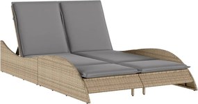 vidaXL bézs polyrattan napozóágy párnákkal 114x205x73 cm
