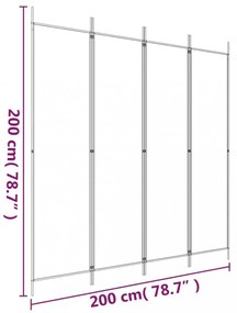 4 paneles fekete szövet térelválasztó 200 x 200 cm