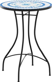 vidaXL kék és fehér kerámia mozaikmintás bisztróasztal Ø50 x 70 cm